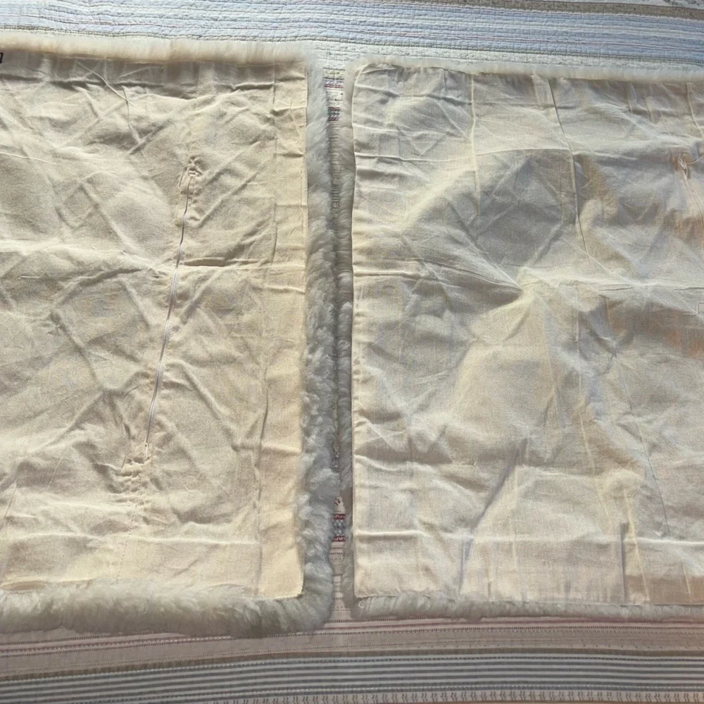 Luxurious 100% Alpaca Fur Accent Pillow Cases - Cream and Brown